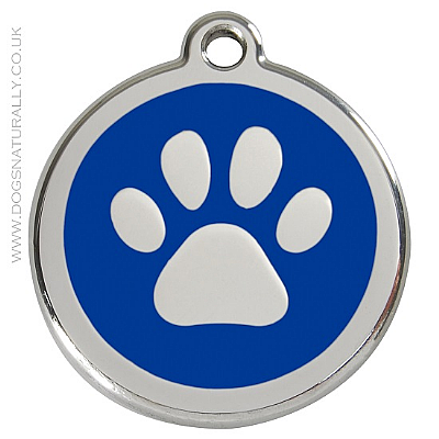 Dark Blue Paw Print Dog ID Tags (3x sizes)